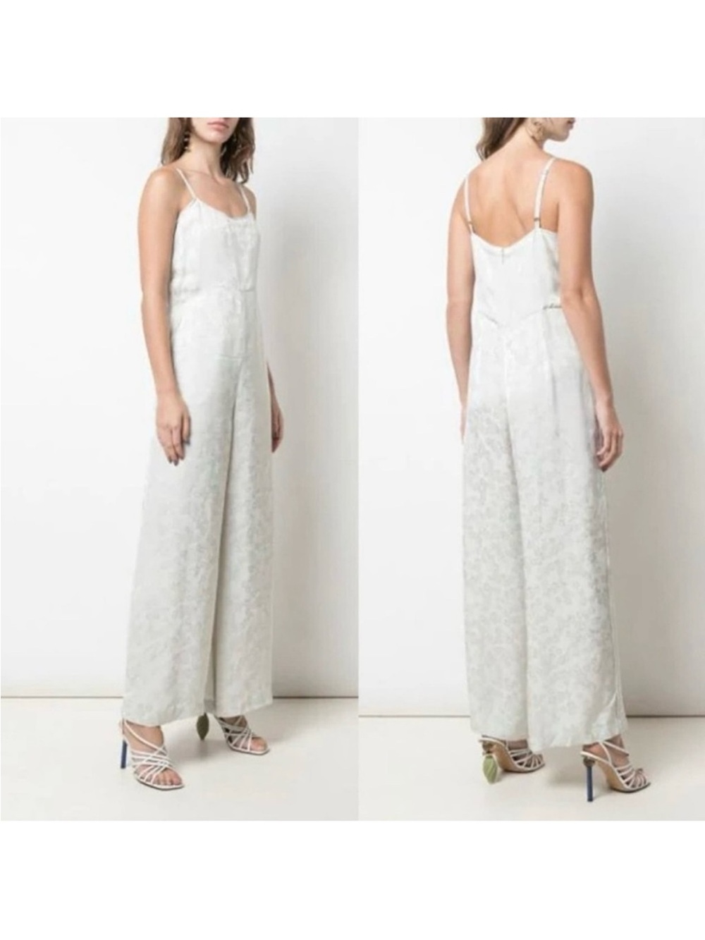 Rachel Comey Jammy Floral Print Wide Leg Satin Jumpsuit Size 2